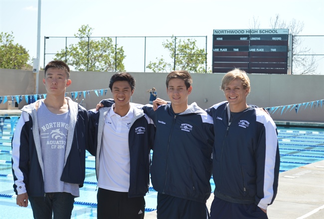 FAB FOURSOME BREAKS 400 FREE RELAY NHS TEAM RECORD